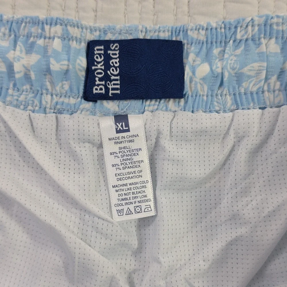 roken Threads Mens XL Swim Trunks New Light Blue Floral Board Shorts Mesh Lined
